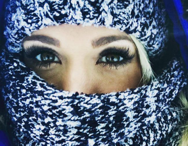 Carrie Underwood wrapped in a scarf