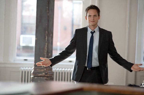 SUITS -- "Pilot" -- Pictured: Patrick J. Adams as Mike Ross -- Photo by: David Giesbrecht/USA Network SUITS -- "Pilot" -- Pictured: Patrick J. Adams as Mike Ross -- Photo by: David Giesbrecht/USA Network