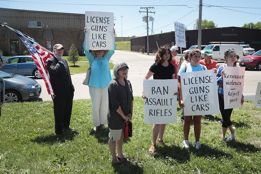Anti-gun demonstrators protest outside DSA Inc