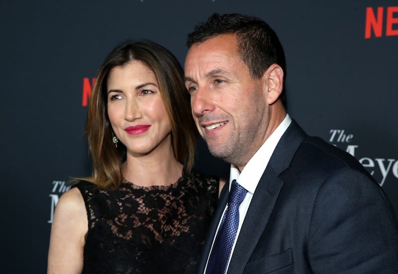Jackie Sandler and Adam Sandler pose on the red carpet of a screening in Los Angeles. Jackie Sandler and Adam Sandler pose on the red carpet of a screening in Los Angeles.