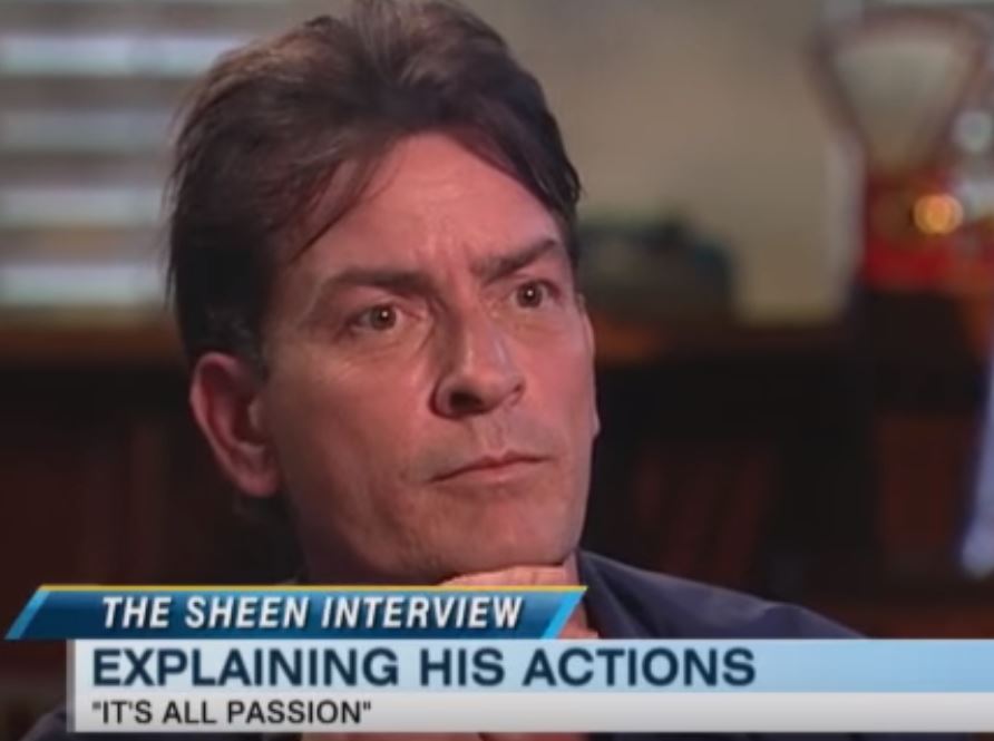 An interviewer talks to Charlie Sheen