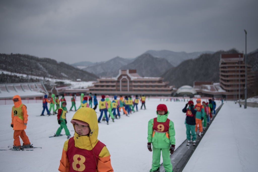 Children at North Korean ski resort