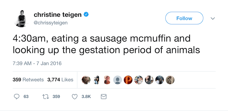 Chrissy Teigen's tweet. Chrissy Teigen's tweet.