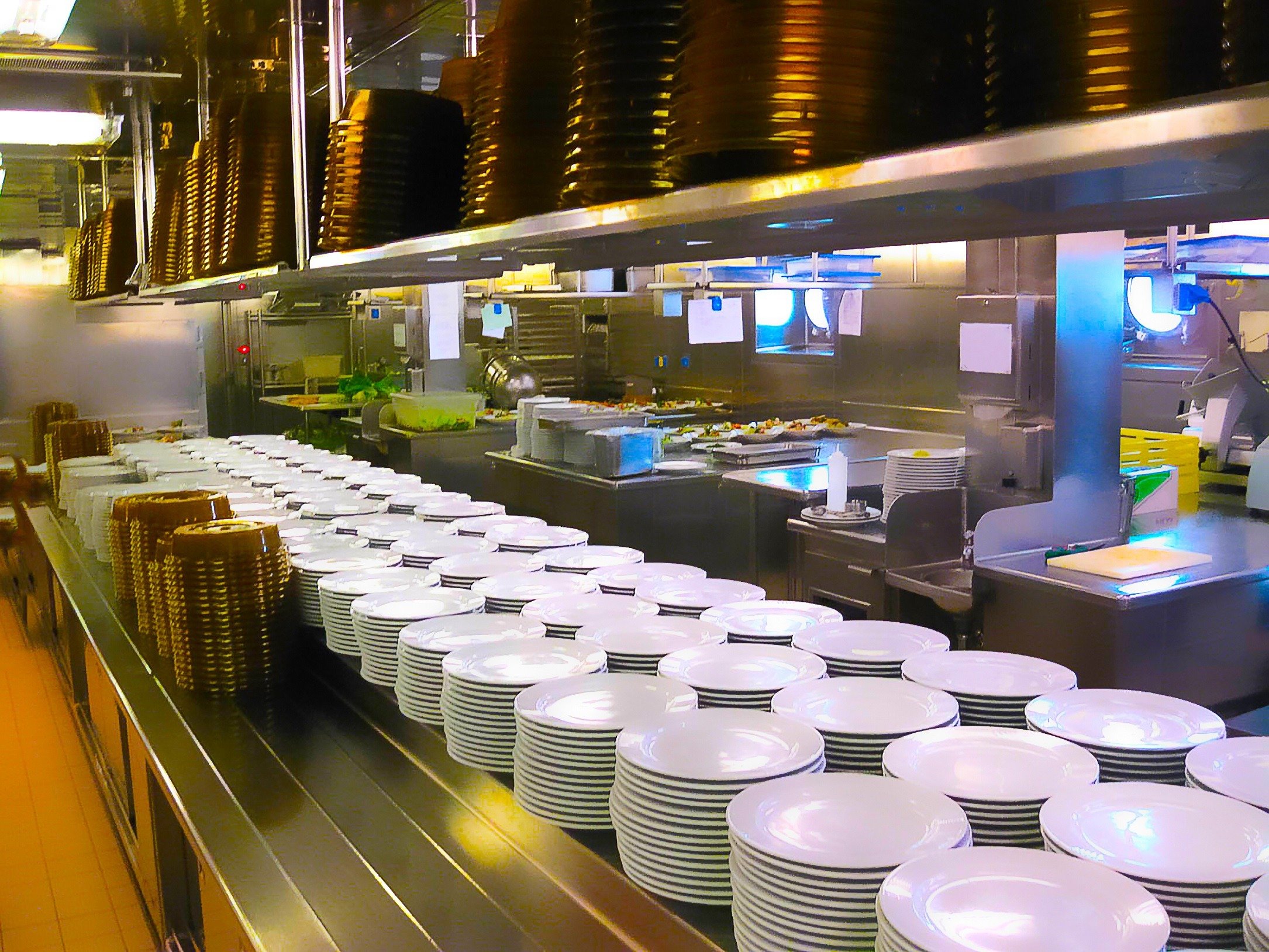Kitchen of a cruise ship