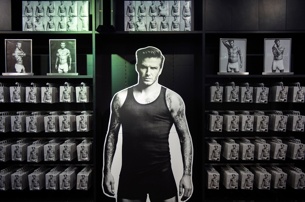 A line of underwear fronted by French football club Paris Saint Germain's English midfielder David Beckham