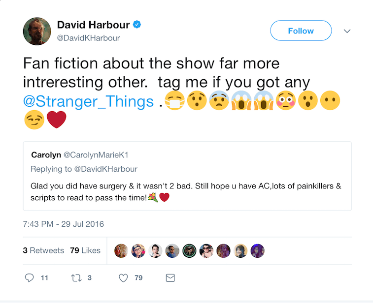 David Harbor's tweet. David Harbor's tweet.