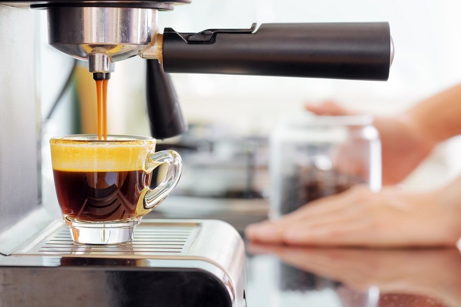 Espresso coffee machine in kitchen Espresso coffee machine in kitchen