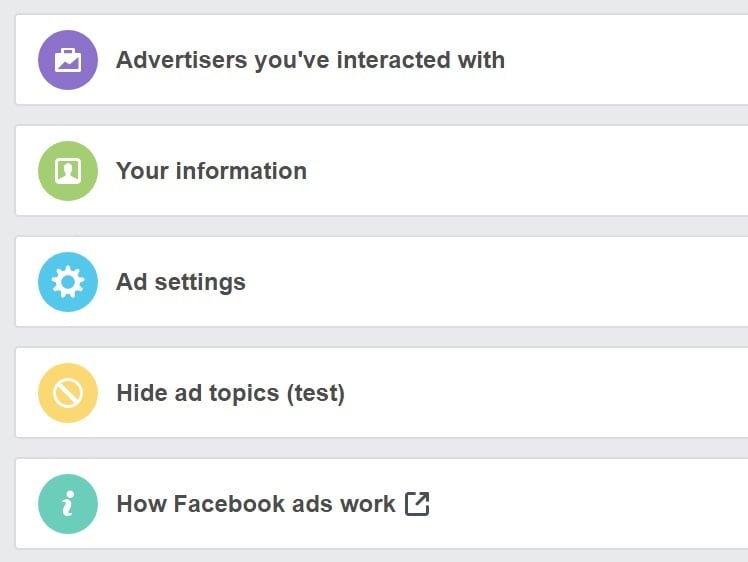 Facebook ad settings