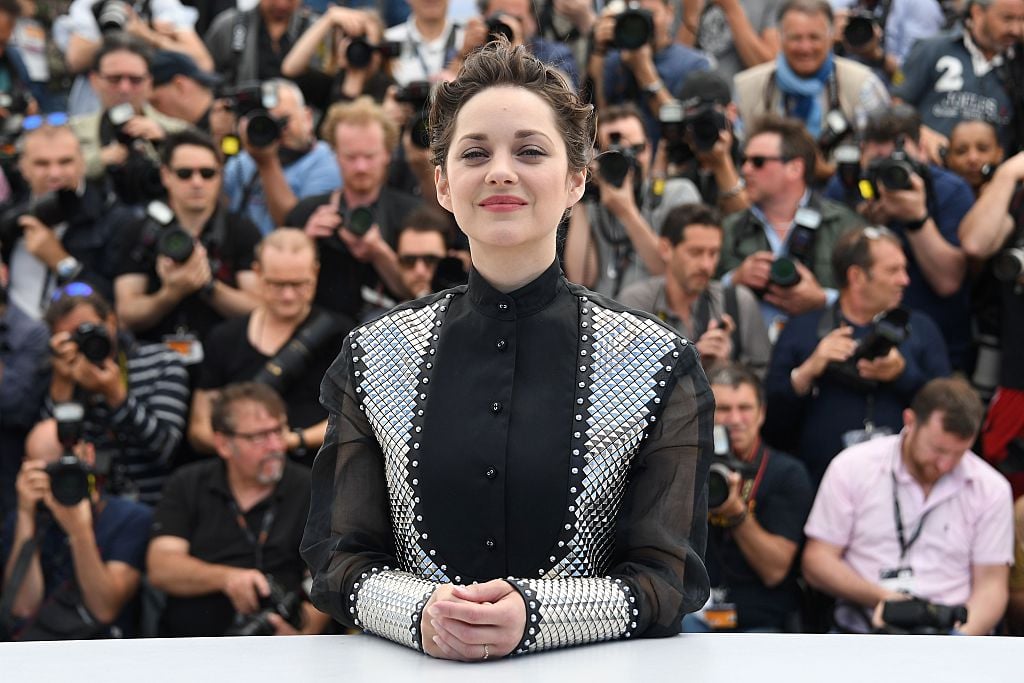 French actress Marion Cotillard wearing metallic embellished clothing