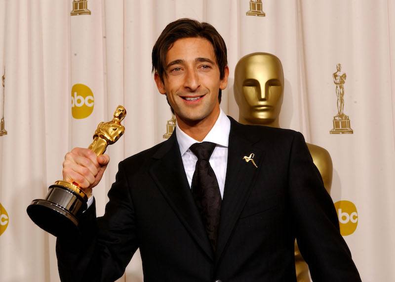 HOLLYWOOD - MARCH 23: Actor Adrien Brody poses with his Best Performance By An Actor In A Leading Role award for "The Pianist" during the 75th Annual Academy Awards at the Kodak Theater on March 23, 2003 in Hollywood, California. (Photo by Frank Micelotta/Getty Images)