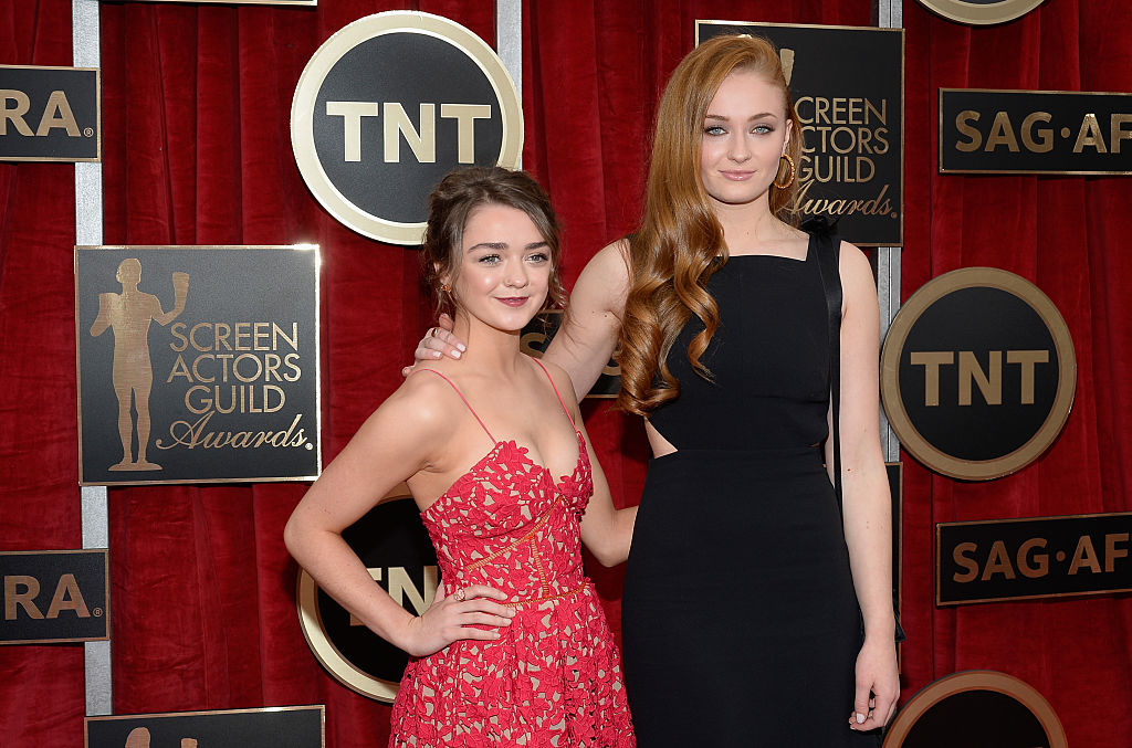 Maisie Williams and Sophie Turner attend the 21st Annual Screen Actors Guild Awards at The Shrine Auditorium on January 25, 2015 in Los Angeles, California. 