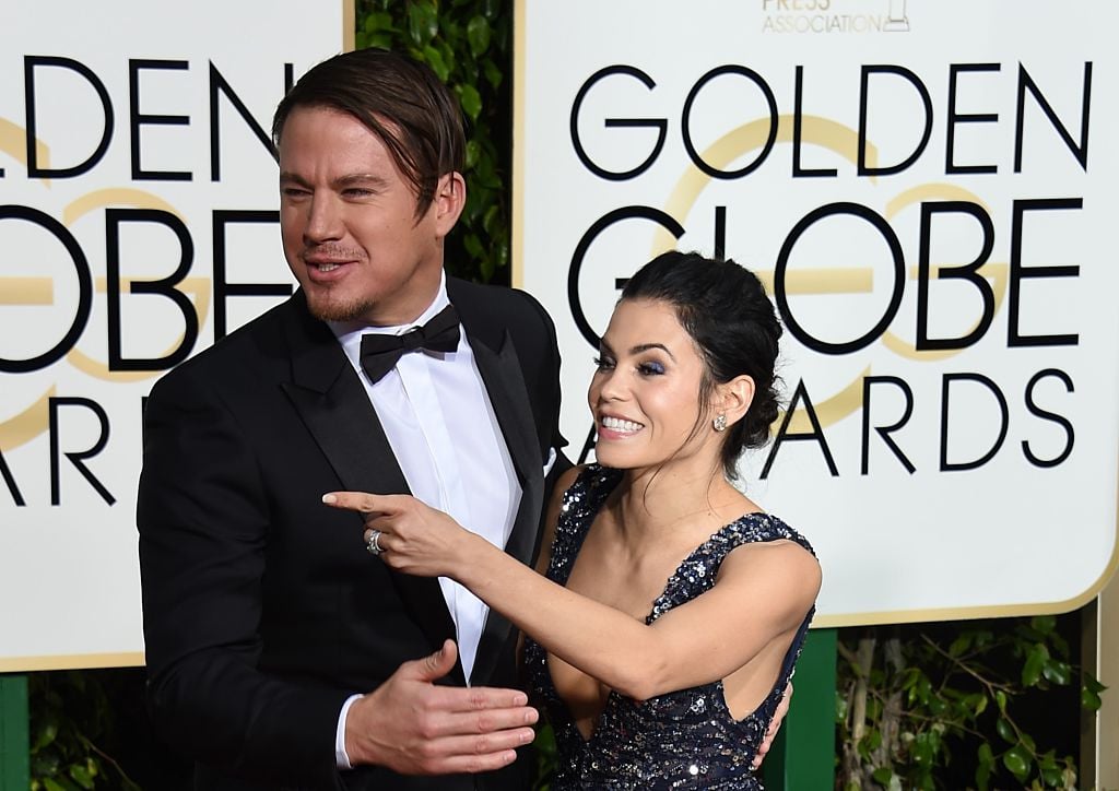 Channing Tatum (L) and Jenna Dewan Tatum arrive for the 73nd annual Golden Globe Awards, January 10, 2016, at the Beverly Hilton Hotel in Beverly Hills, California.