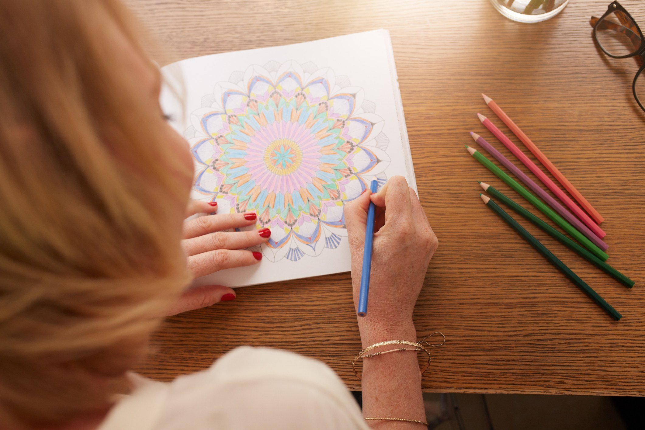 Drawing in adult coloring book Drawing in adult coloring book
