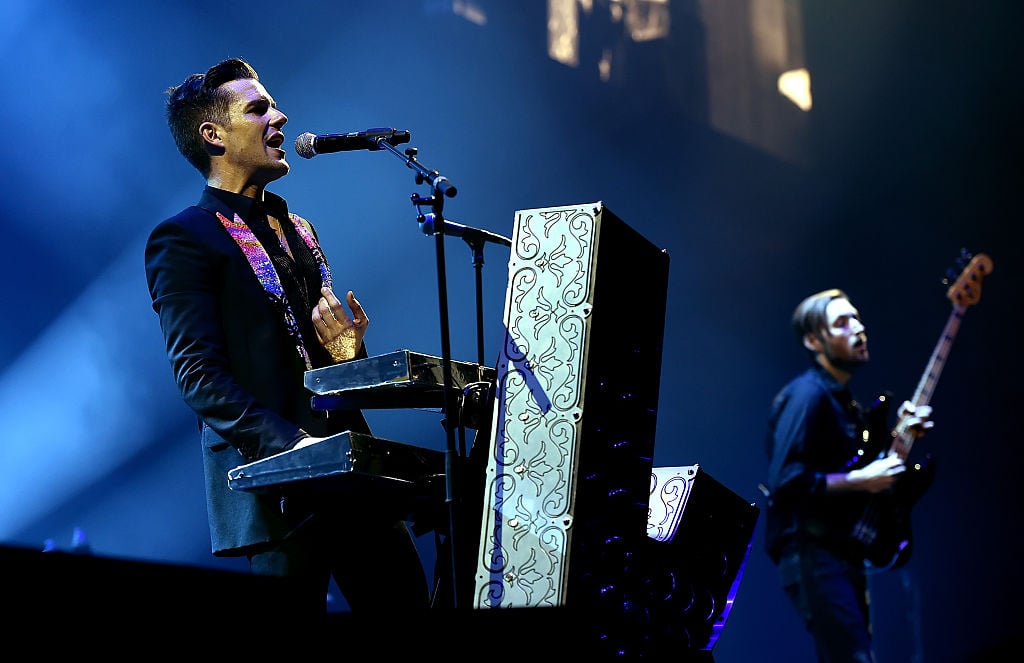Musicians Brandon Flowers and Mark Stoermer of The Killers perform onstage during the grand opening of T-Mobile Arena on April 6, 2016 in Las Vegas, Nevada. Musicians Brandon Flowers and Mark Stoermer of The Killers perform onstage during the grand opening of T-Mobile Arena on April 6, 2016 in Las Vegas, Nevada.