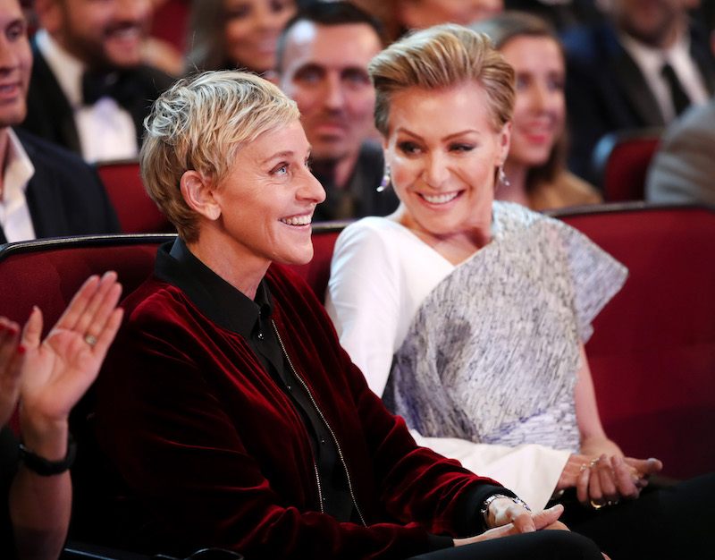  TV personality Ellen DeGeneres (L) and actress Portia de Rossi attend the People's Choice Awards 2017 at Microsoft Theater on January 18, 2017 in Los Angeles, California.