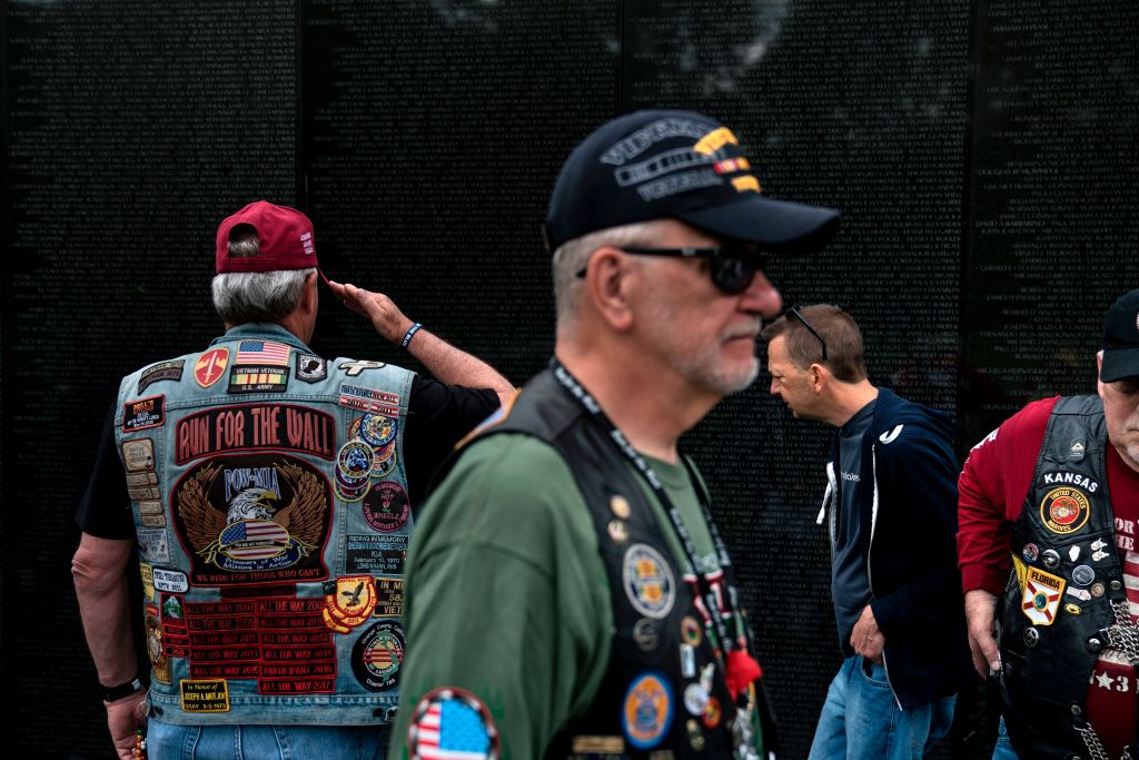 Veterans visit the Vietnam Memorial on the National Mall.