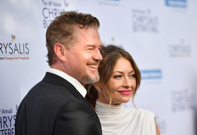 Eric Dane and Rebecca Gayheart-Dane pose and smile together. Eric Dane and Rebecca Gayheart-Dane pose and smile together.