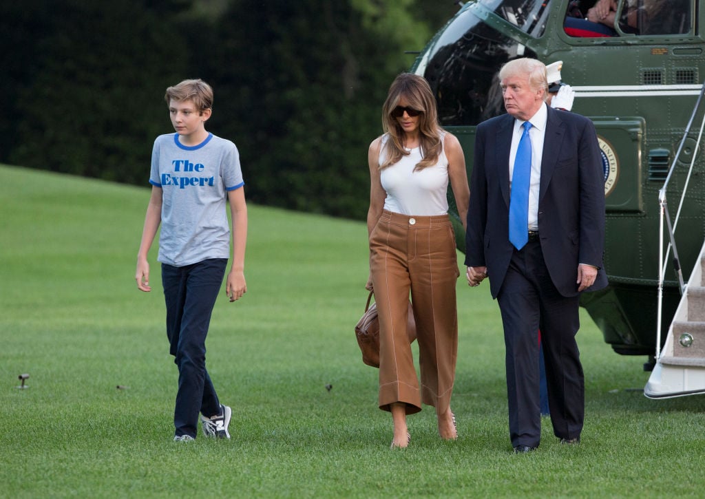 barron, melania, and donald trump arrive at the white house barron, melania, and donald trump arrive at the white house