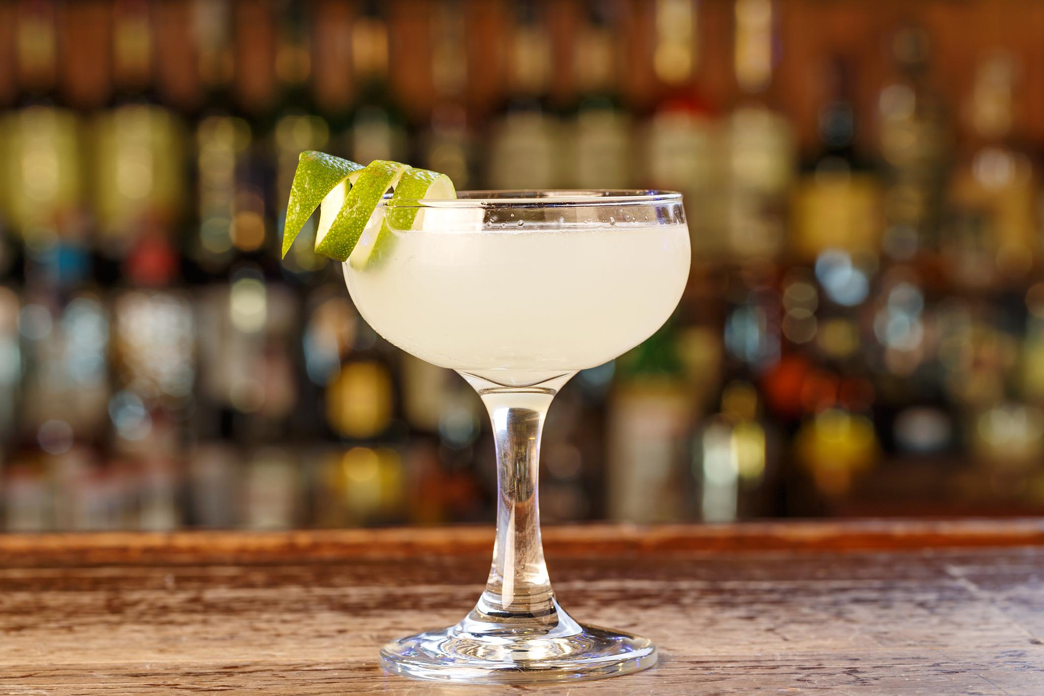 Cuban cocktail Daiquiri - cooling sweet and sour cocktail with rum, lime juice and sugar. Cuban cocktail Daiquiri - cooling sweet and sour cocktail with rum, lime juice and sugar.