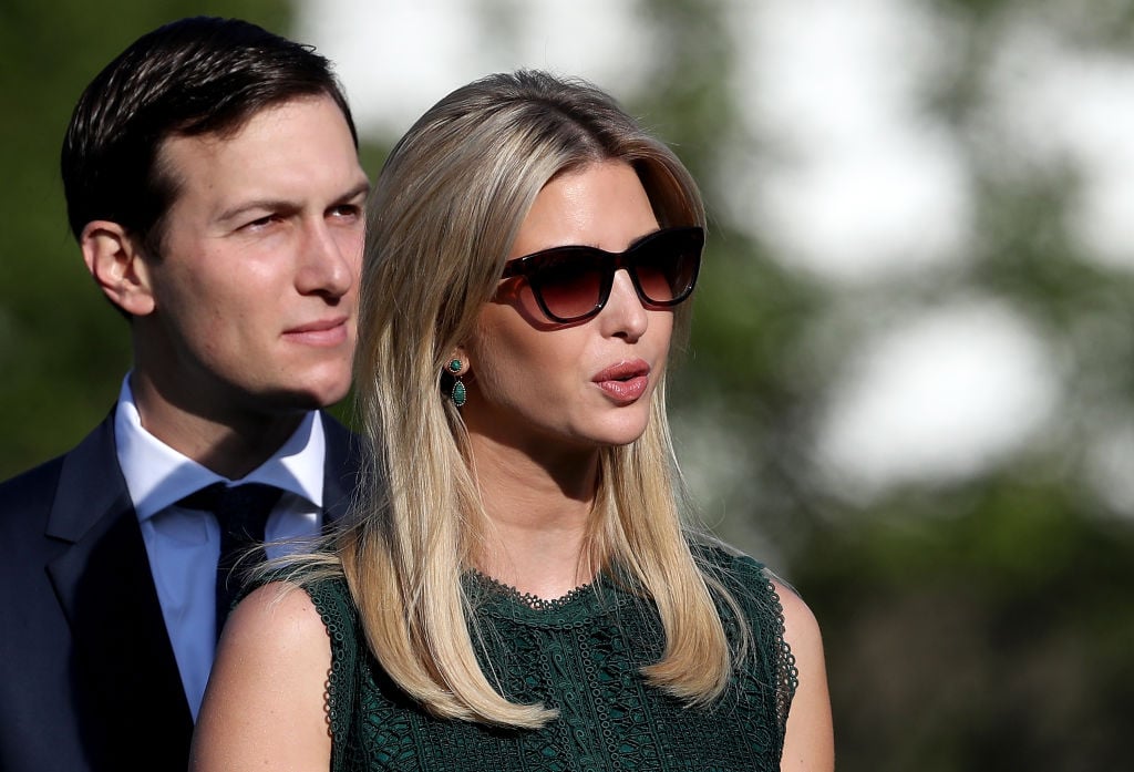 Ivanka Trump and Jared Kushner standing together. Ivanka Trump and Jared Kushner standing together.