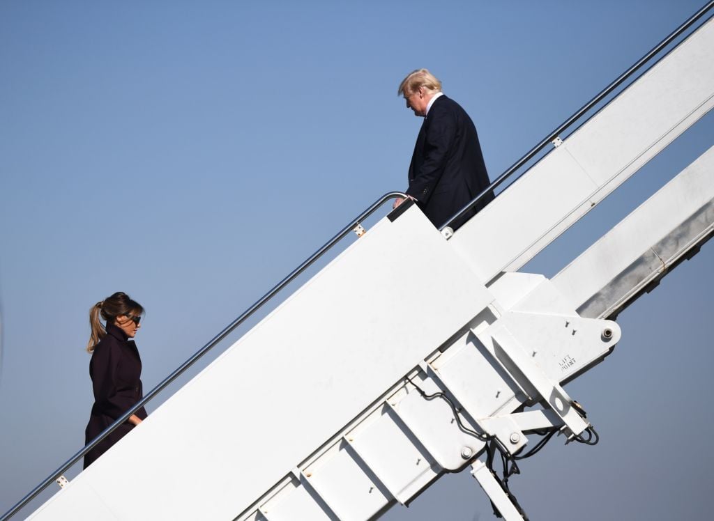 trump waits for melania at top of stairs trump waits for melania at top of stairs