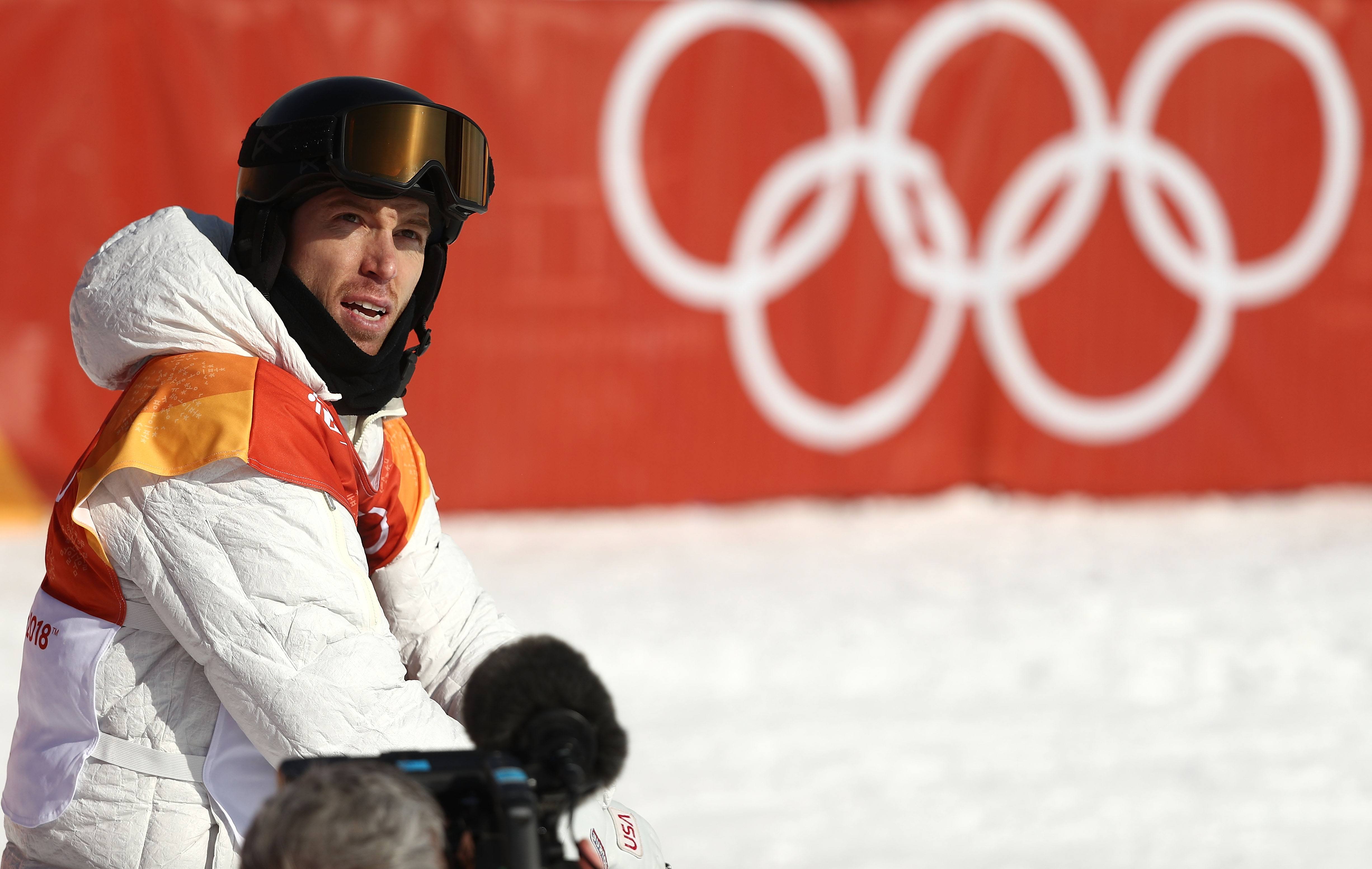 Shaun White of the United States reacts after his run during the Snowboard Men's Halfpipe Qualification on day four Shaun White of the United States reacts after his run during the Snowboard Men's Halfpipe Qualification on day four
