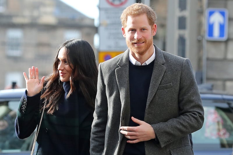 Britain's Prince Harry and his fiancée, US actress Meghan Markle arrive at Social Bite, a social enterprise cafe in Edinnburgh during a visit to Scotland on February 13, 2018. / AFP PHOTO / POOL / Owen Humphreys (Photo credit should read OWEN HUMPHREYS/AFP/Getty Images)