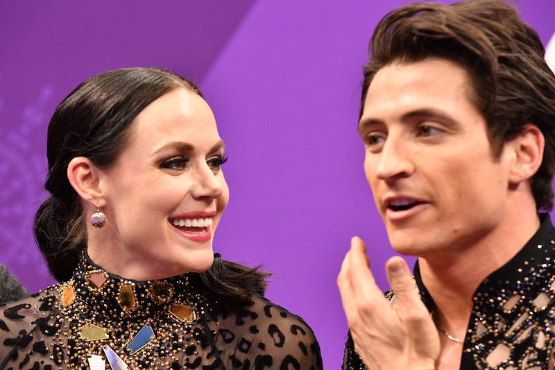 Canada's Tessa Virtue and Canada's Scott Moir react after competing in the ice dance short dance of the figure skating event during the Pyeongchang 2018 Winter Olympic Games at the Gangneung Ice Arena in Gangneung on February 19, 2018. / AFP PHOTO / Mladen ANTONOV (Photo credit should read MLADEN ANTONOV/AFP/Getty Images) Canada's Tessa Virtue and Canada's Scott Moir react after competing in the ice dance short dance of the figure skating event during the Pyeongchang 2018 Winter Olympic Games at the Gangneung Ice Arena in Gangneung on February 19, 2018. / AFP PHOTO / Mladen ANTONOV (Photo credit should read MLADEN ANTONOV/AFP/Getty Images)