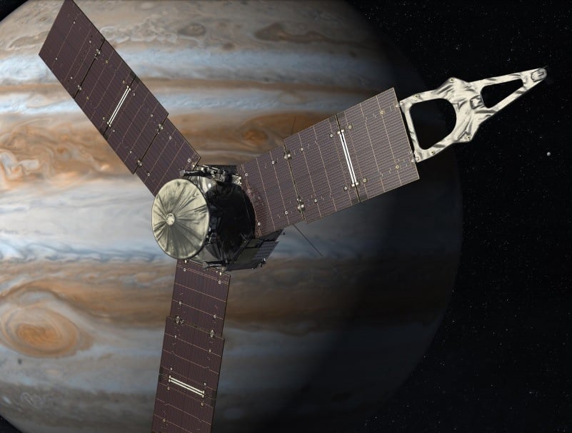 An artists rendering of Juno in outer Jupiter orbit. An artists rendering of Juno in outer Jupiter orbit.