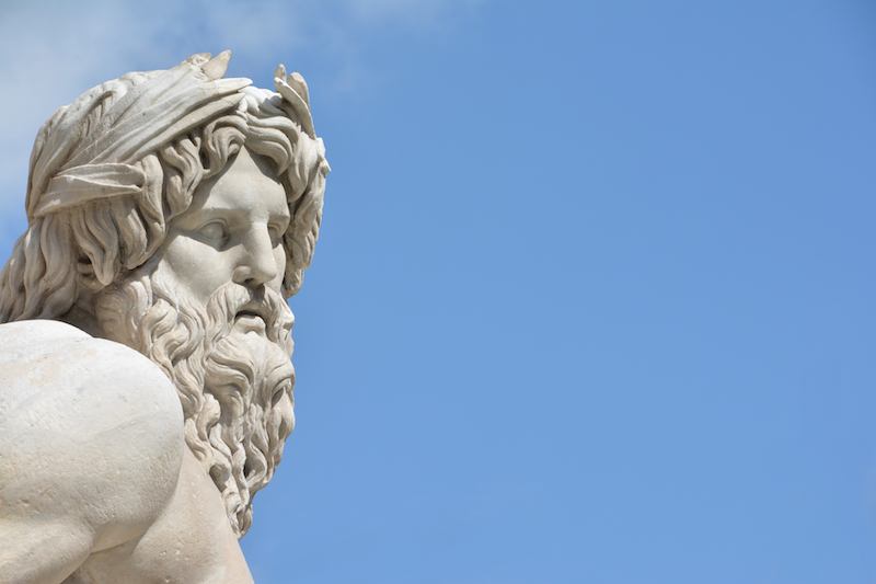 A statue of Jupiter seen on a clear blue day. A statue of Jupiter seen on a clear blue day.