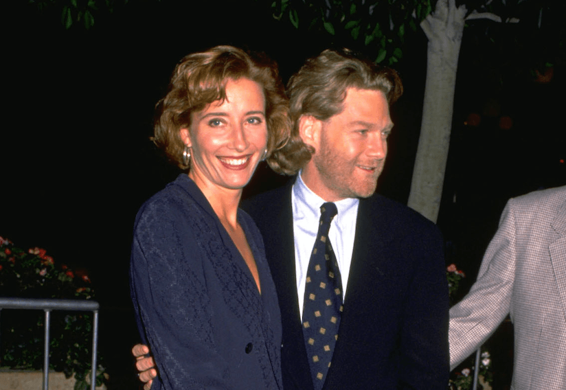 Kenneth Branagh and Emma Thompson at an outdoor event. 