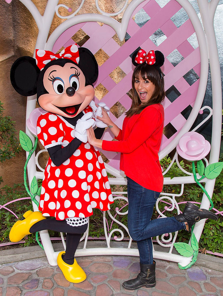Disney Parks, actress Lea Michele poses with Minnie Mous