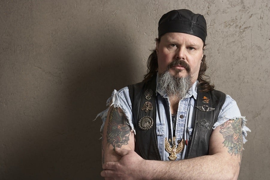 Male biker with tattoos