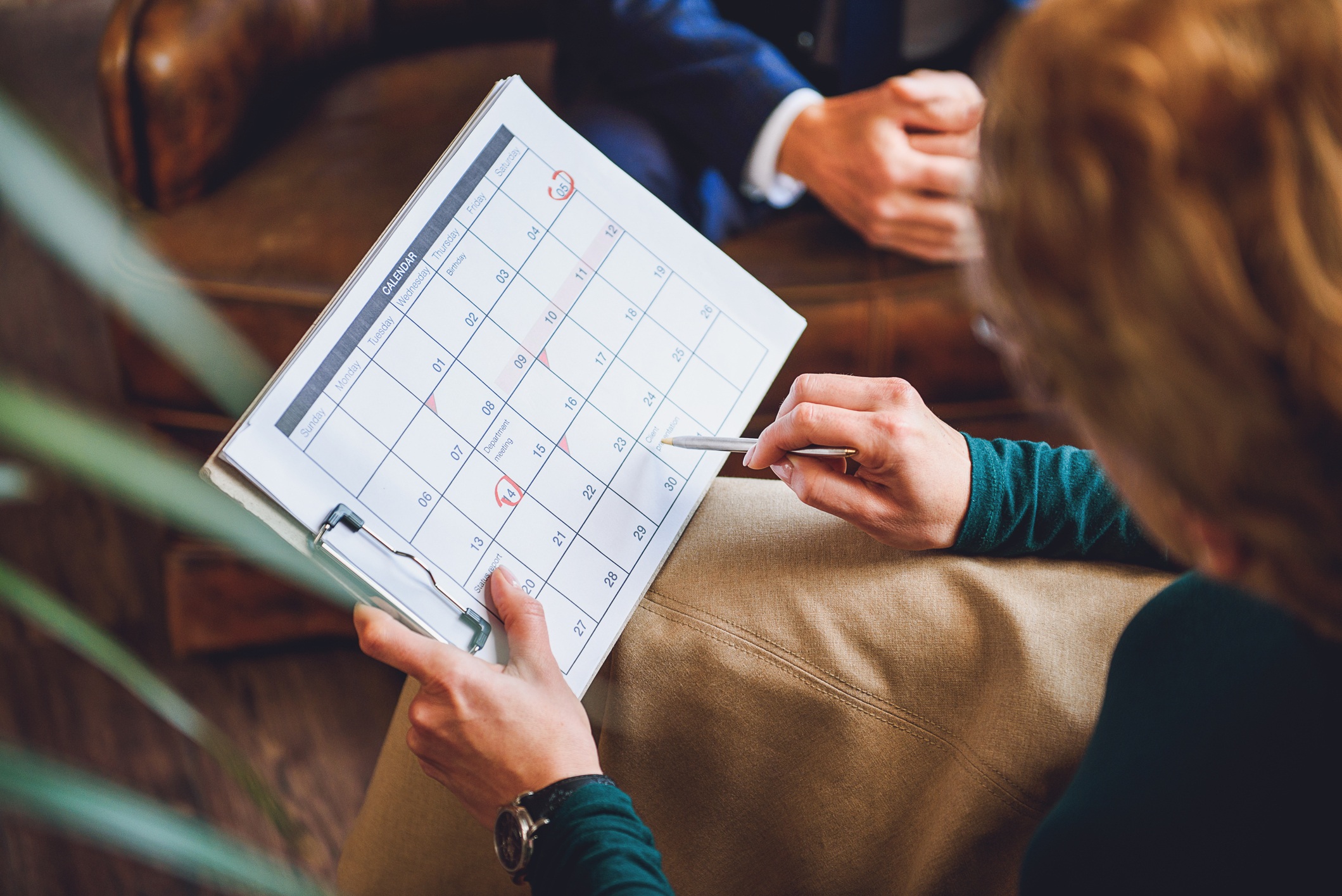 Writing on a calendar Writing on a calendar