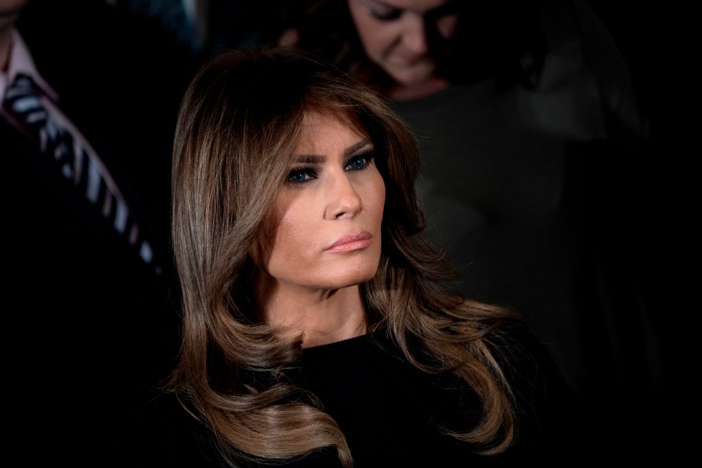 Melania Trump looking somber or angry