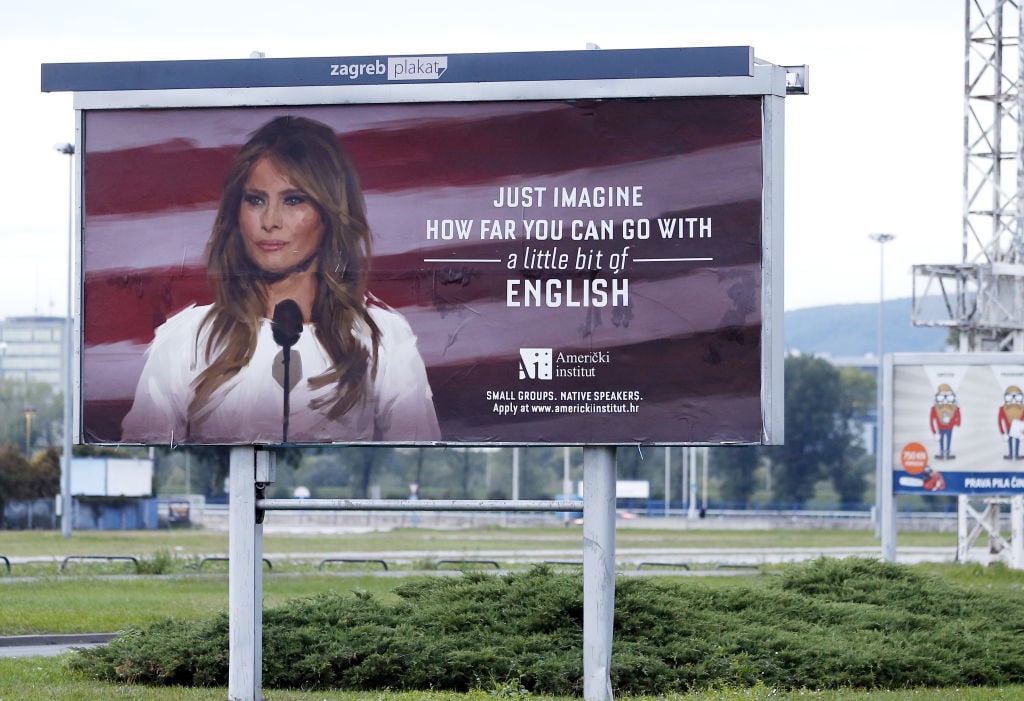 Billboard featuring Melania Trump