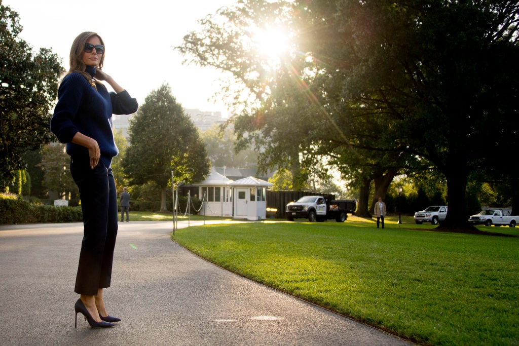 First Lady Melania Trump prepares to board Marine One