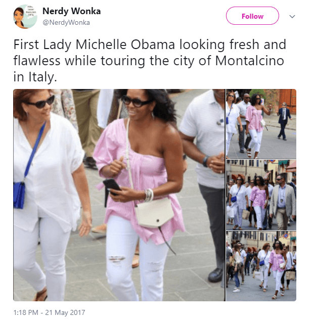 Michelle Obama Pink one shoulder top
