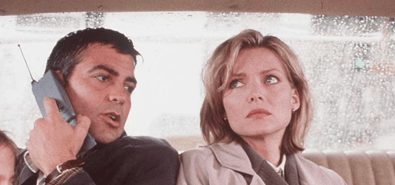 Michelle Pfeiffer and George Clooney in 'One Fine Day'. Michelle Pfeiffer and George Clooney in 'One Fine Day'.