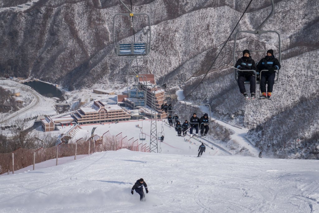 Ski lift at North Korean resort