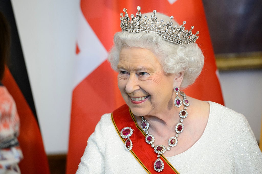Queen Elizabeth II attends a State Banquet on day in Berlin