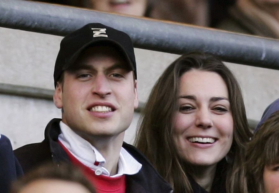 Prince William (L) and Kate Middleton (R) watch the action during the RBS Six Nations Championship match
