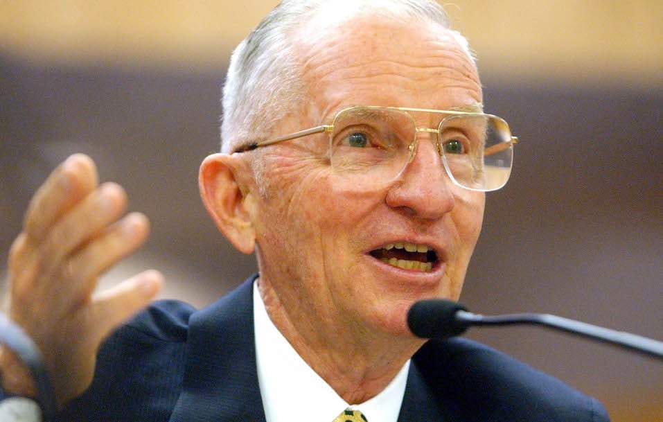 Former U.S. presidential candidate H. Ross Perot testifies before a California Senate committee