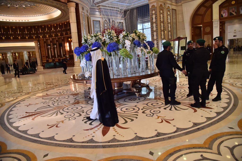 The hallway of the Ritz-Carlton Hotel in the Saudi capital Riyadh