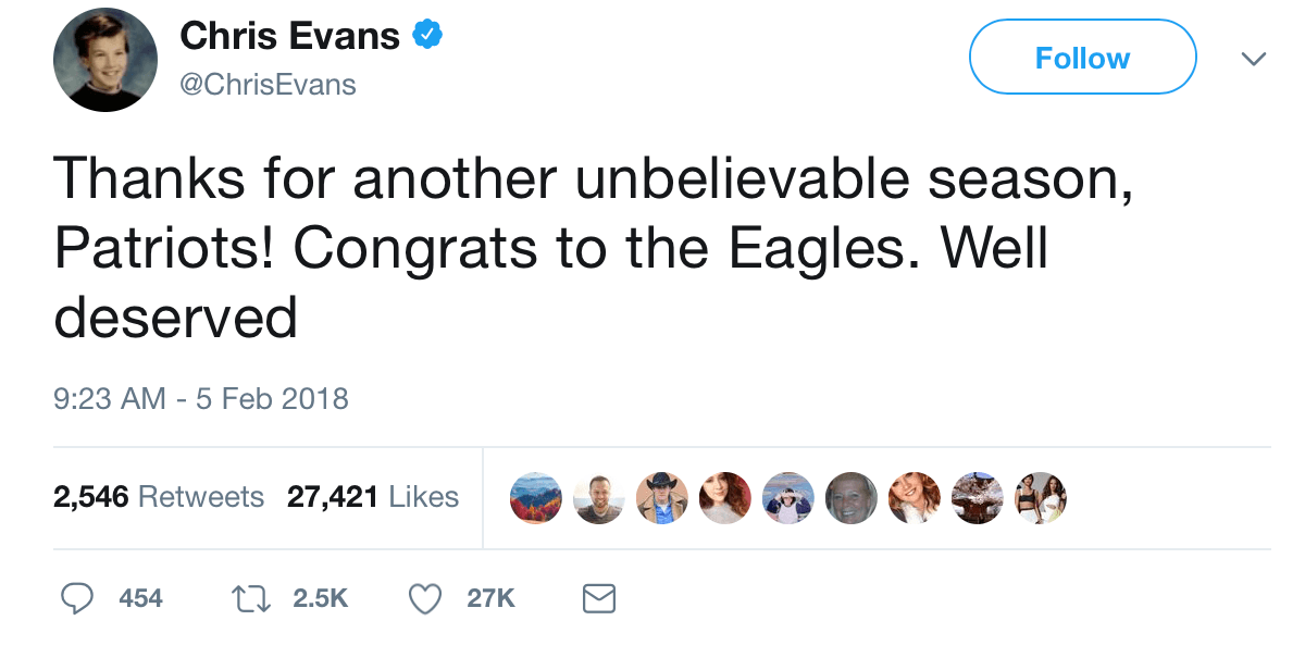 A screenshot of Chris Evans Twitter