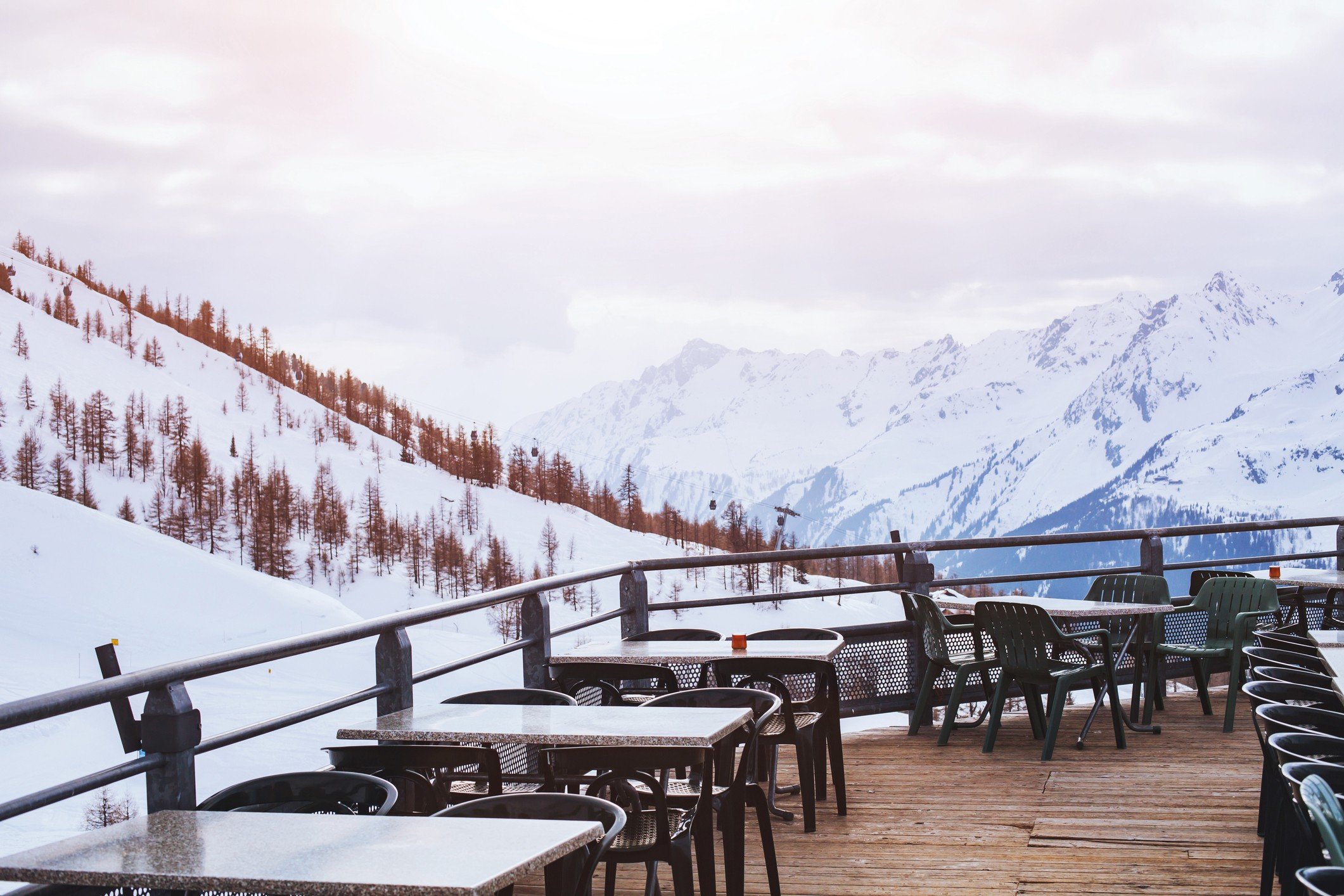 restaurant terrace at ski station
