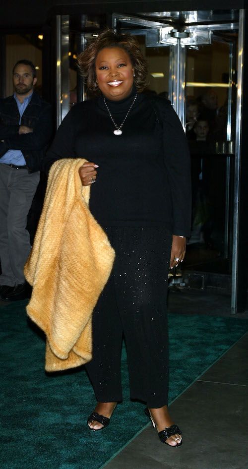 Star Jones wearing a black outfit at an event. Star Jones wearing a black outfit at an event.