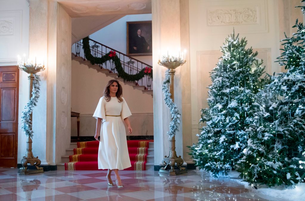 US First Lady Melania Trump walks through the Grand Foye US First Lady Melania Trump walks through the Grand Foye