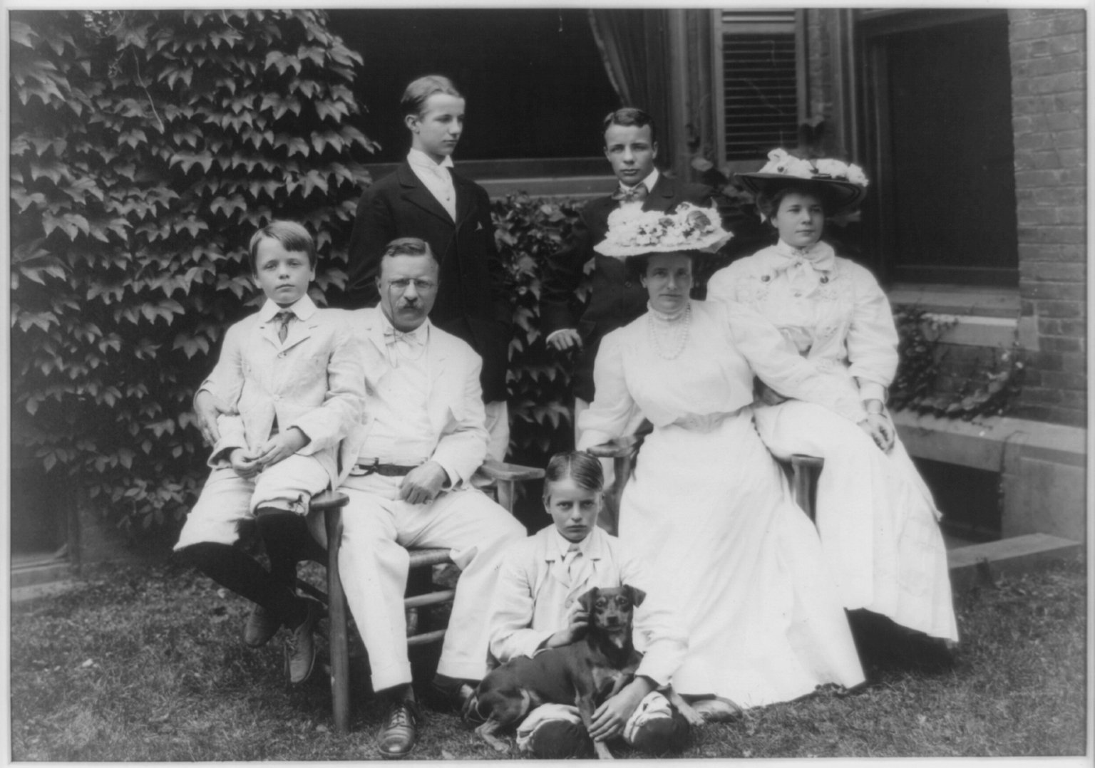 Theodore Roosevelt and his family with a dog