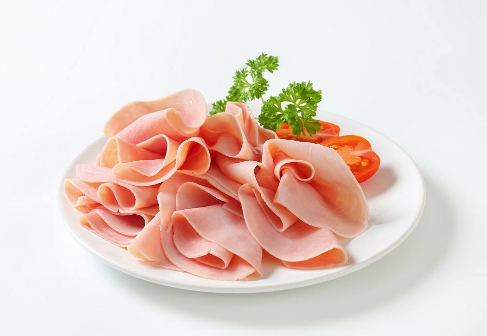 thinly sliced ham